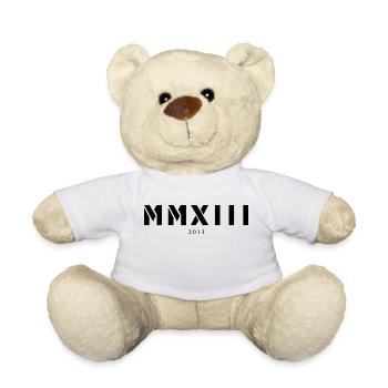 Roman numeral year of birth Made in 2013 - Teddy Bear - white - Front
