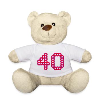 40. 40 ANS. 40e ANNIVERSAIRE. ANNIVERSAIRE 40 ANS. - Nounours - blanc - Devant