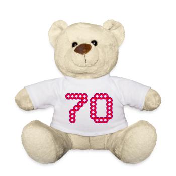 70. 70 ANS. 70e ANNIVERSAIRE. ANNIVERSAIRE 70 ANS. - Nounours - blanc - Devant