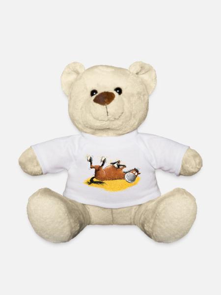 Drolliges Pferd Wälzt SichFür Pferde Frende - Teddy - Weiß