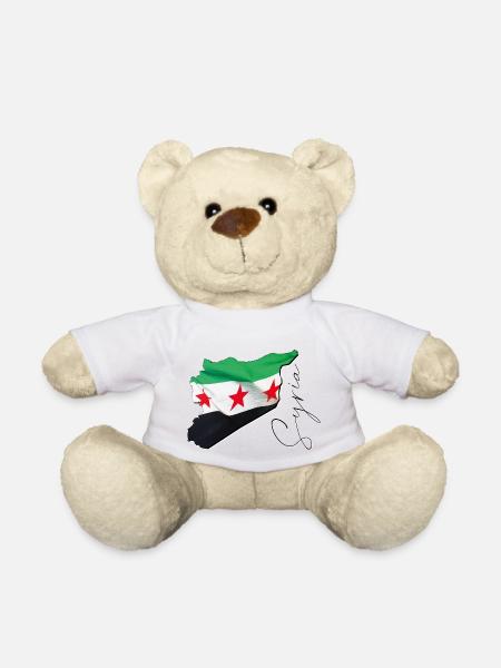 Syria Flag in Syria Map EN - Teddy Bear - white