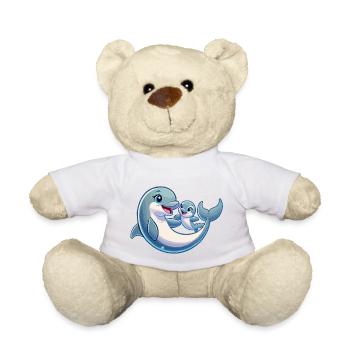 Delfinmutter und Kind beim Herumtollen - Teddy - Weiß - Vorne