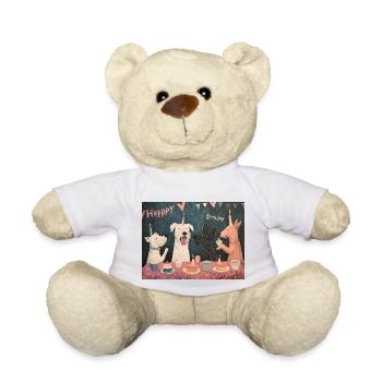 Happy Birthday dogs with cake - Teddy - Weiß - Vorne