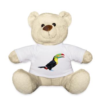 Bunter Geometrie-Tukan – Vogel im Polygon-Stil - Teddy - Weiß - Vorne