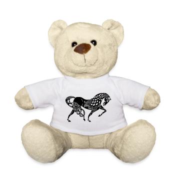 Cheval noir celte - Nounours - blanc - Devant