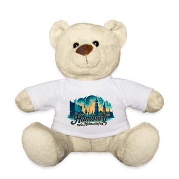 Hamburg Mein Heimathafen Stadt Silhouette Geschenk - Teddy - Weiß - Vorne