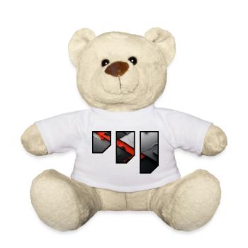 Abstract Red and Grey Tearing Pattern - Teddy Bear - white - Front