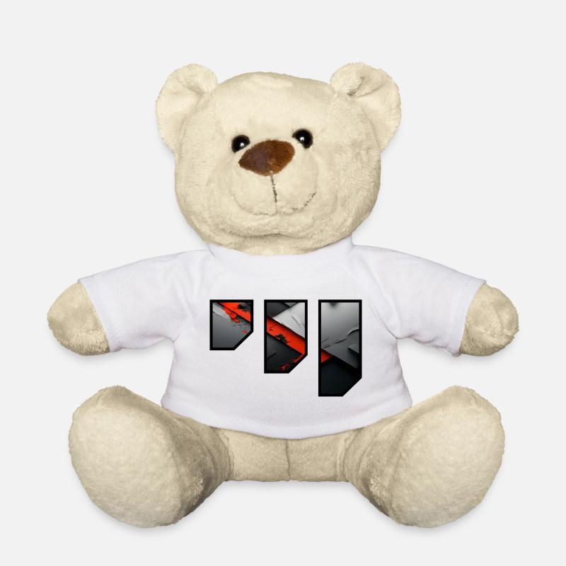 Motif abstrait de déchirure rouge et gris - Nounours - blanc