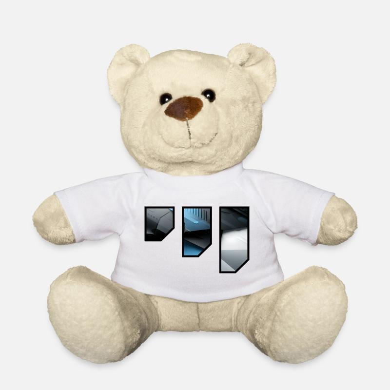 Futuristic Techno Abstract Pattern - Teddy Bear - white