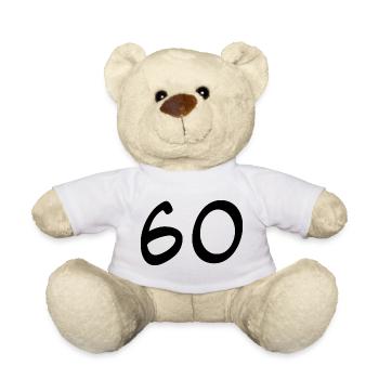 60. 60 JAHRE. 60-JÄHRIGES JUBILÄUM. 60. GEBURTSTAG. - Teddy - Weiß - Vorne