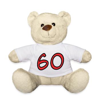 60. 60 JAHRE. 60-JÄHRIGES JUBILÄUM. 60. GEBURTSTAG. - Teddy - Weiß - Vorne