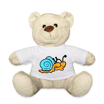 2 Snail Shell Snails Team In Love Friends - Teddy Bear - white - Front