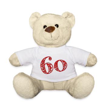 60. 60 JAHRE. 60-JÄHRIGES JUBILÄUM. 60. GEBURTSTAG. - Teddy - Weiß - Vorne