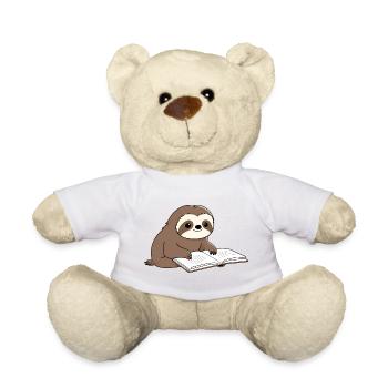Niedlicher Faultier-Leser mit Buch - Teddy - Weiß - Vorne