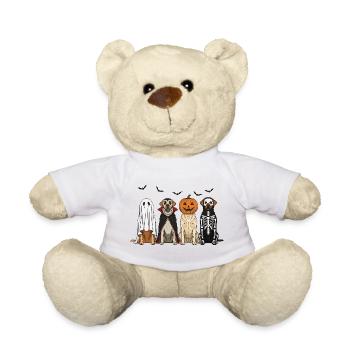 Halloween dogs with pumpkin lantern, Labrador - Teddy Bear - white - Front