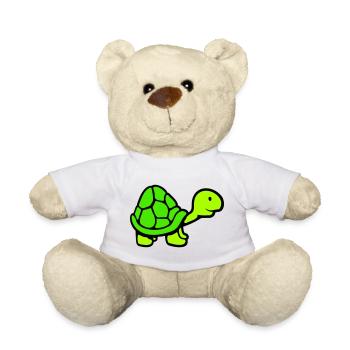 Schildkröte langer Hals lächelt glücklich lustig - Teddy - Weiß - Vorne