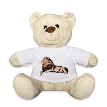 Lion majestueux couché - Nounours - blanc - Devant
