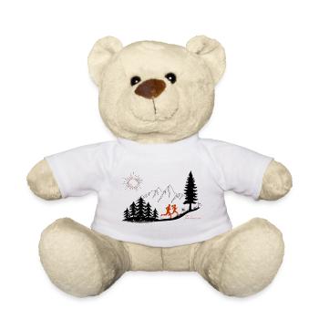 Trailrunner Geschenk Läufer Berge T-Shirt Hoodie - Teddy - Weiß - Vorne