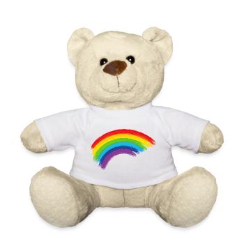 Regenbogen Pinselbogen Hoffnung Gemeinschaft  - Teddy - Weiß - Vorne