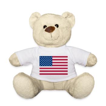 Drapeau Americain Rouge Foncé - Nounours - blanc - Devant