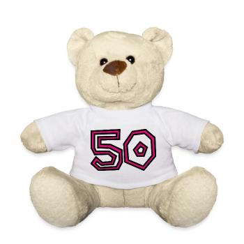 50. 50 ANS. 50e ANNIVERSAIRE. ANNIVERSAIRE 50 ANS. - Nounours - blanc - Devant