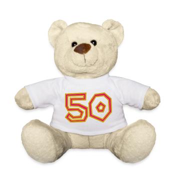 50. 50 ANS. 50e ANNIVERSAIRE. ANNIVERSAIRE 50 ANS. - Nounours - blanc - Devant