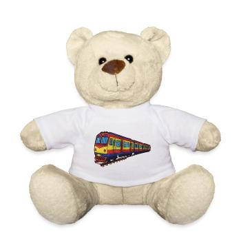 Bunter Zug Pracht-Illustration, S-Bahn - Teddy - Weiß - Vorne