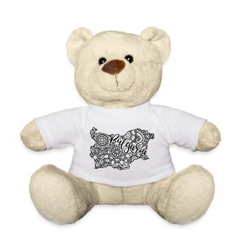 Bulgaria Black Sea Pink Mandala Card - Teddy Bear - white - Front