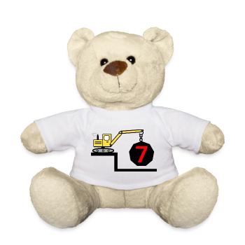 Excavatrice - Nounours - blanc - Devant