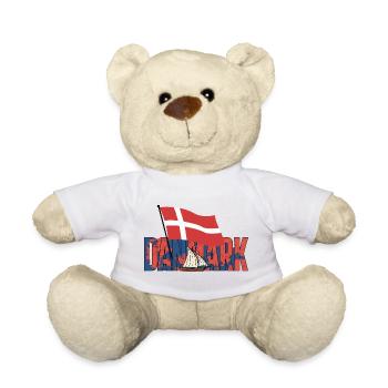 Drapeau et voilier du Danmark - Nounours - blanc - Devant