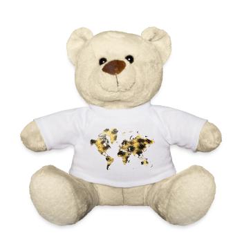 World Map Animal Pattern - Teddy Bear - white - Front