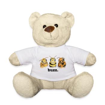 Bees buzz – Funny buzzing for bee lovers - Teddy Bear - white - Front