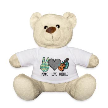 Hawaiian Ukulele Uke Peace Love - Teddy - Weiß - Vorne