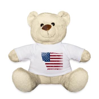 Hawaiian Ukulele Uke American Flag - Teddy Bear - white - Front