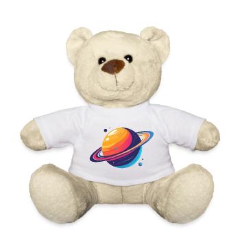 Planète néon Planète Cosmos avec l’Anneau et les Lunes - Nounours - blanc - Devant