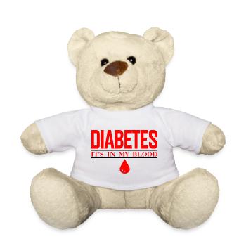 Diabetes Bloodline Bold Typography - Teddy Bear - white - Front