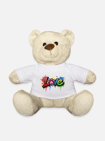 Love – Graffiti Stil mit Katzenpfote - Teddy - Weiß