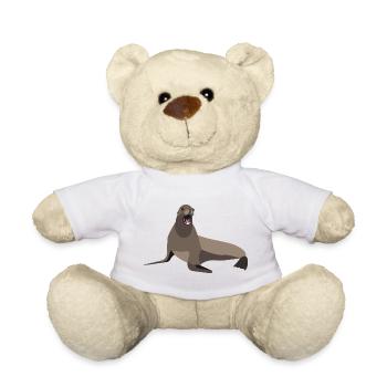 Sea Lion Print - Teddy Bear - white - Front