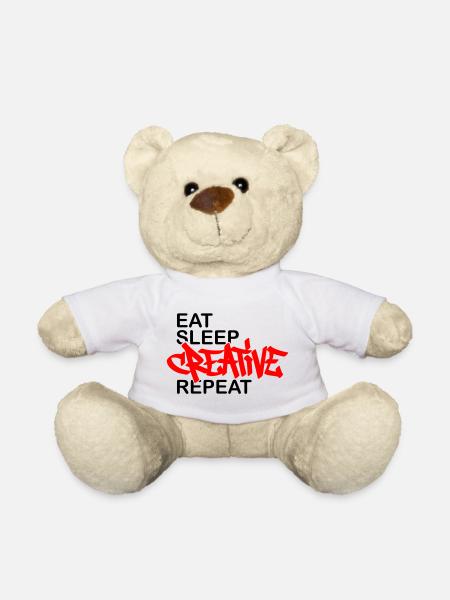 Eat Sleep Creative Repeat - Teddy Bear - white