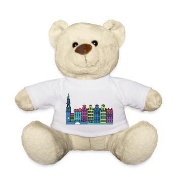 Amsterdam City Skyline Canal beherbergt Linienzeichnungen - Teddy - Weiß - Vorne