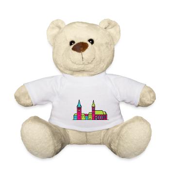 Wels City Skyline Lederer Turm Moderne Linienzeichnung - Teddy - Weiß - Vorne