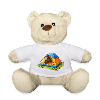 Campingzelt Cartoon Illustration - Teddy - Weiß - Vorne