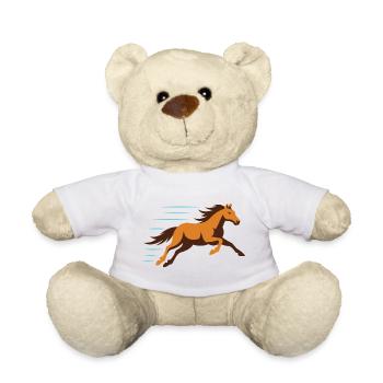 Cheval de course dans le vent – Style vintage - Nounours - blanc - Devant