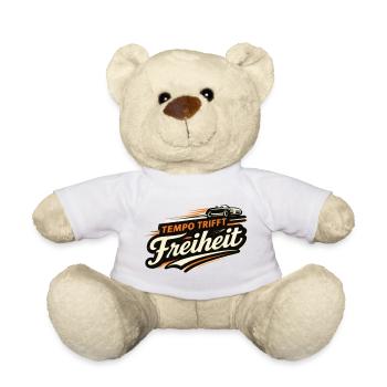 Tempo trifft Freiheit Cabriolet Spruch  - Teddy - Weiß - Vorne