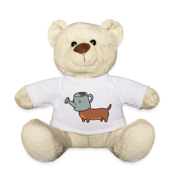 Lustiger Gießkannen-Dackel-Gartenhund - Teddy - Weiß - Vorne