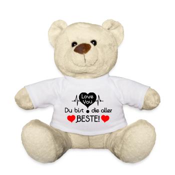 Love you, du bist die aller beste! - Schwarz Rot - Teddy - Weiß - Vorne