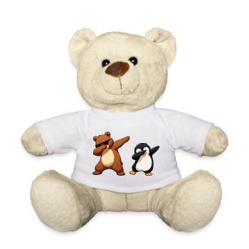 Bear and Penguin Dabbing Charm - Teddy Bear - white - Front