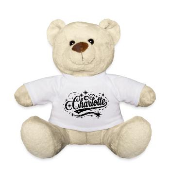 Charlotte name first last family - Teddy Bear - white - Front