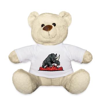 Rhinocéros Alpha Charge Mascotte Rhino Power - Nounours - blanc - Devant