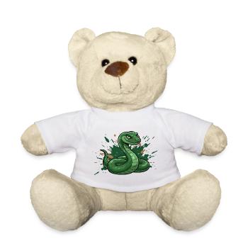 Serpent de dessin animé vert avec éclaboussures - Nounours - blanc - Devant